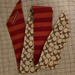 SOLD: Red and Brown Coach Twilly Scarf (NWOT)